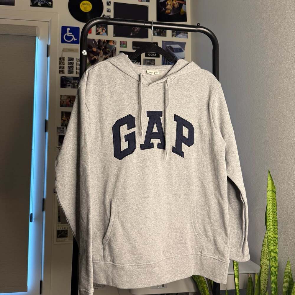Gap Gray Logo Hoodie Sweatshirt Medium